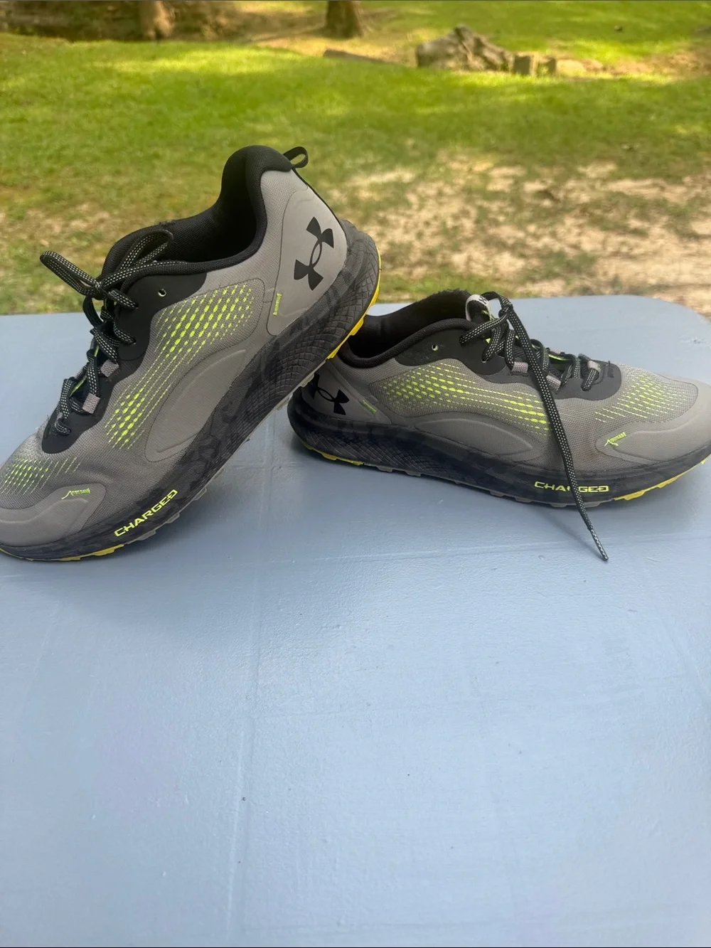 Under Armour Grey with Neon Yellow Accent Men's Running Sneakers